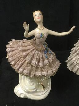 10 porcelain lady figurines & vases incl. many hand painted & marked "Audrey" - see pictures