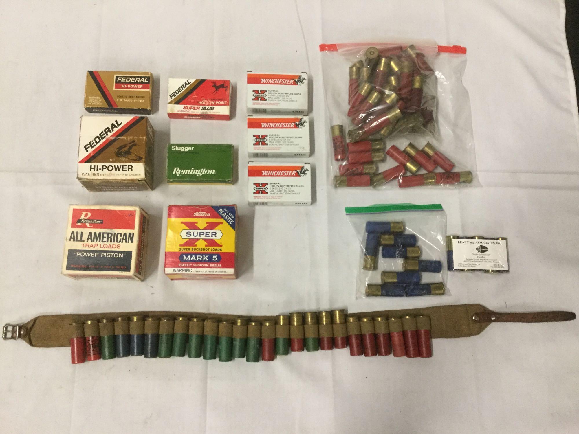 Huge ammo lot - Approx 280 total - 12 gauge shotgun shells, hollow point rifle slugs, buckshot loads