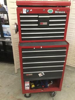 Sears Craftsman rolling tool cart w/ Craftsman top tool kit full of various tools see desc