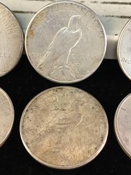 4 silver 1922 and 2 silver 1923 Peace dollars