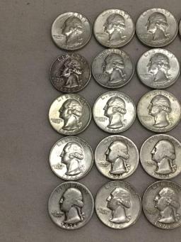 Set of 50 silver Washington quarters from estate safety deposit box