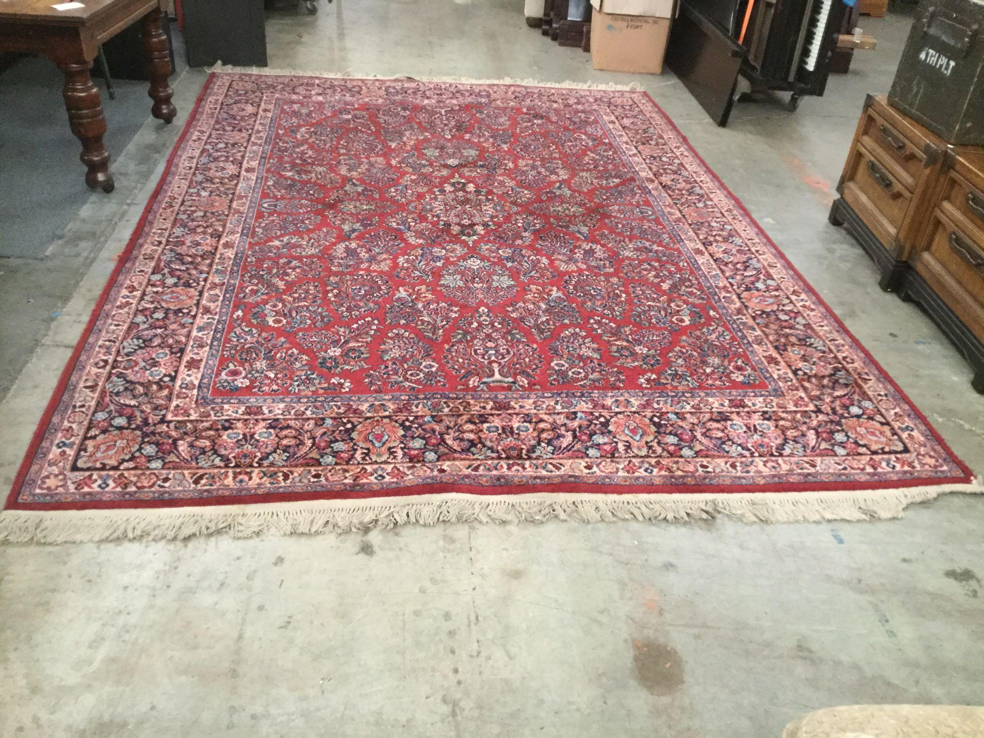 Karastan red sarouk #785 wool area rug - modeled after antique Persian rugs