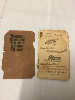 Antique 1800s J.C. Deagan Musical Plate Chime w/ leather strap & original hammer/booklet