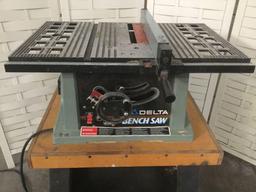 Delta 10 inch Bench Saw , model no. 36-540 Type2, mounted on rolling stand