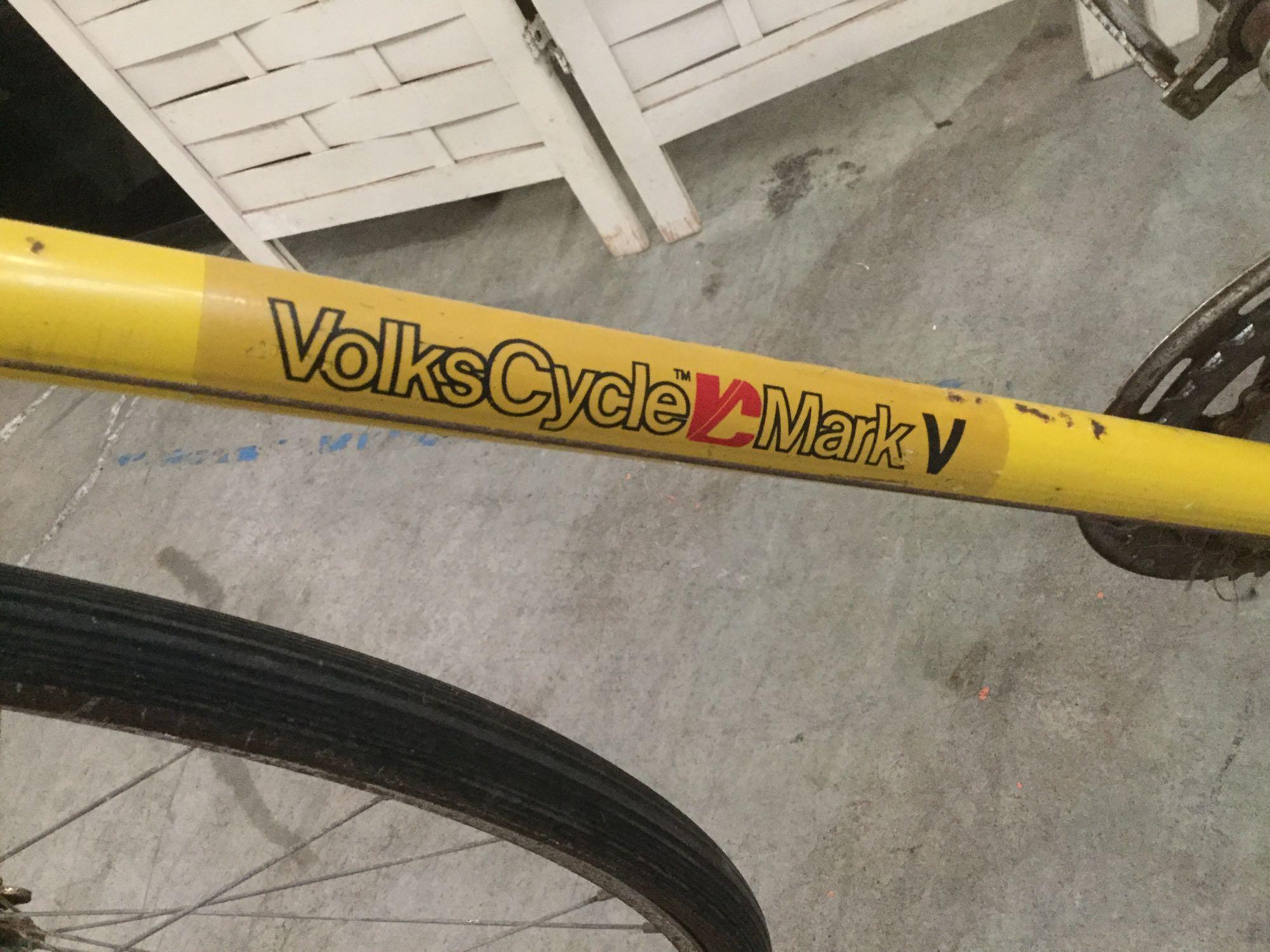 Vintage Volks Cycle Mark 5, yellow 10 speed bicycle as is see desc