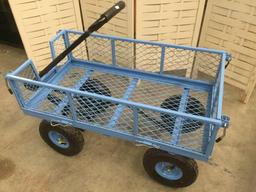 Blue mesh steel garden cart/ wagon