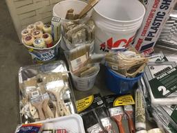 Huge lot of unused house painting supplies; paint brushes, Pure Bristle brushes, etc