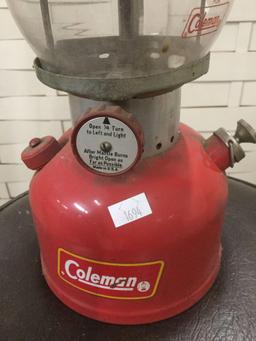 RARE vintage red Coleman gas camping lantern