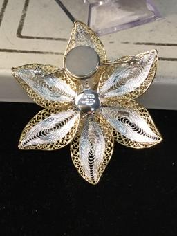 Beautiful sterling silver brooch and bracelet covered in CZ?s