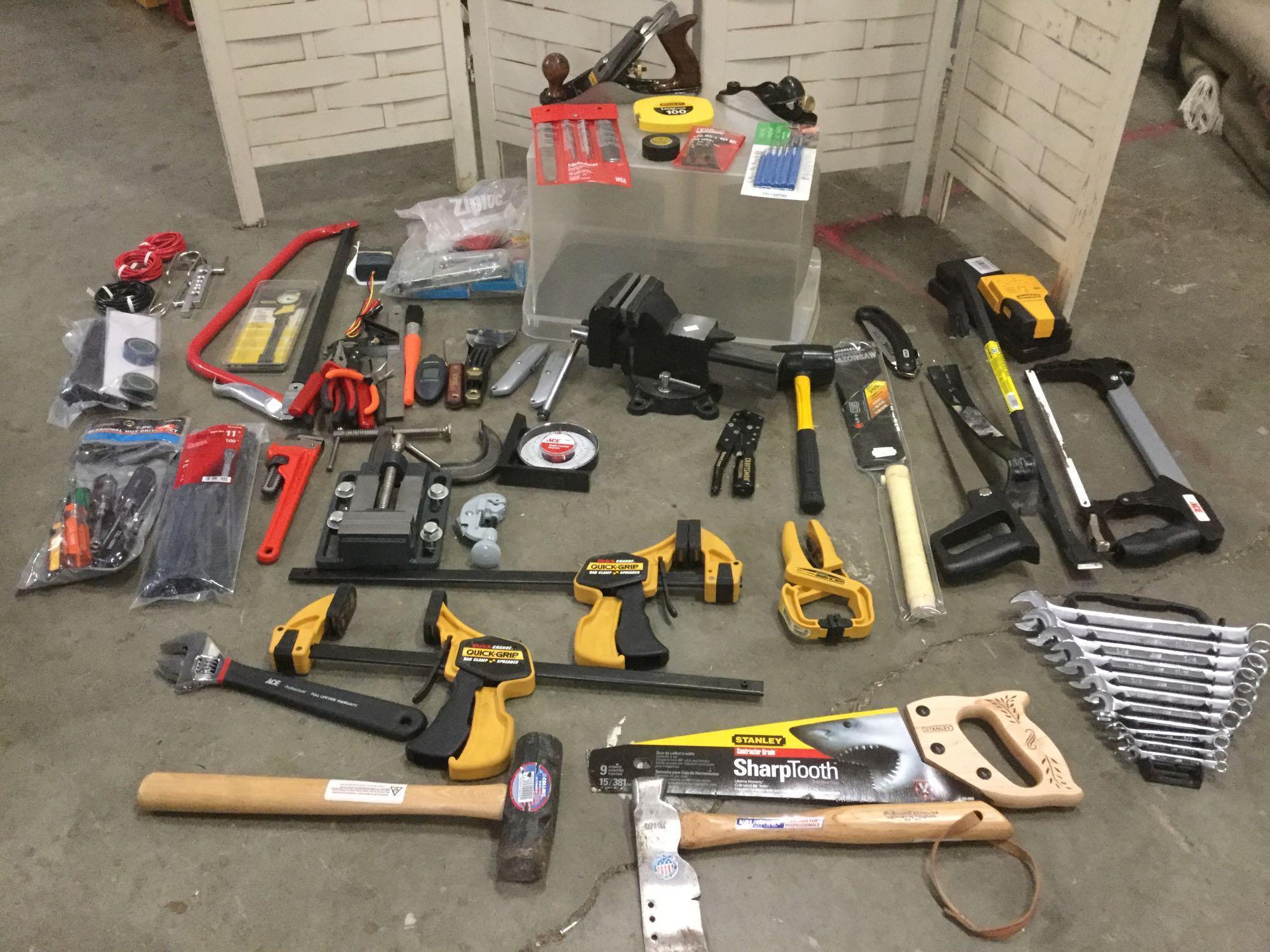 Huge lot of hand tools: Stanley Sharp Tooth Saw, Quick Grip Bar clamps, etc