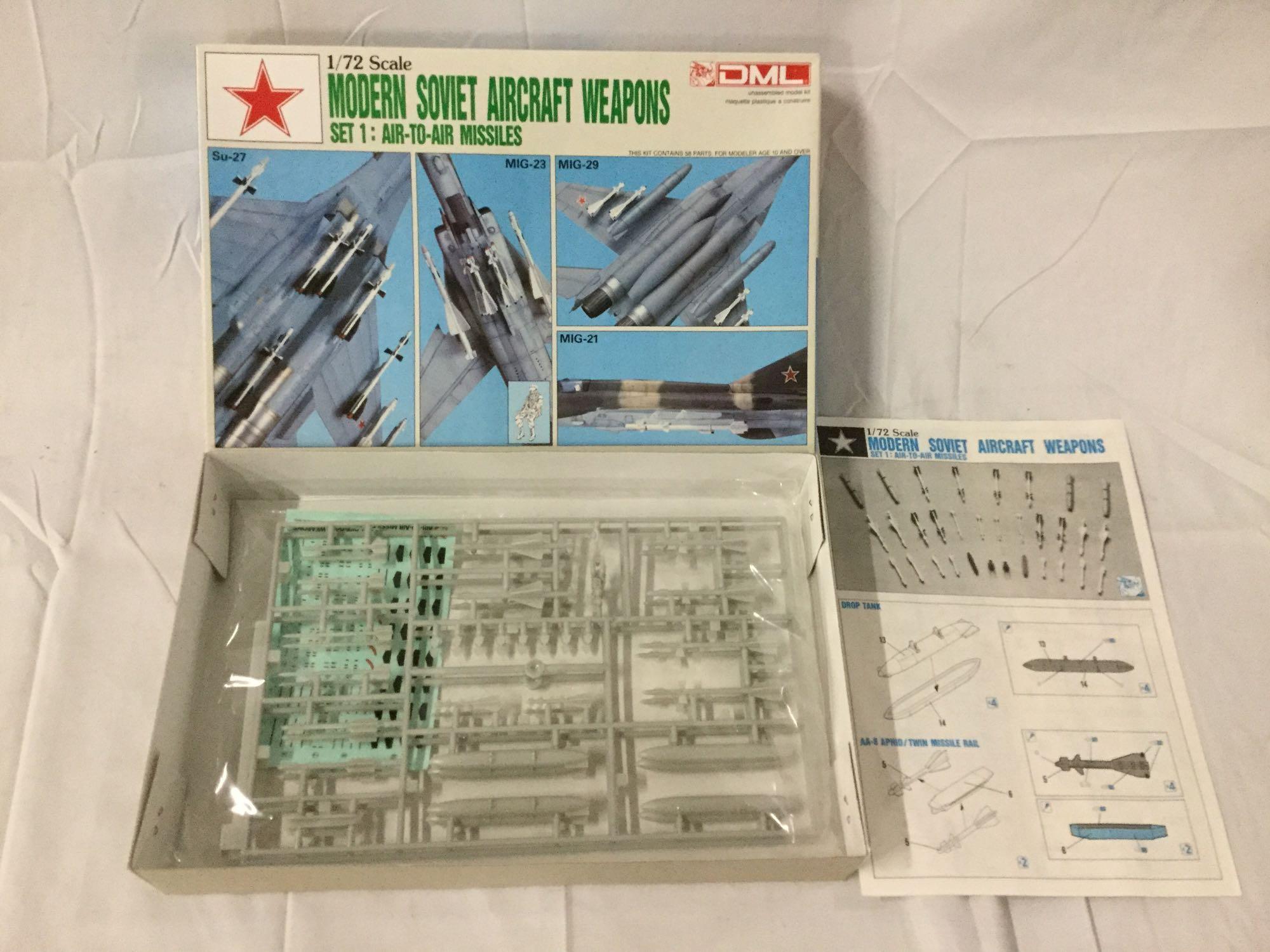 5x military plastic model kits 1/72 scale - Trumpeter, Amodel, Italeri, DML Soviet Aircraft Weapons