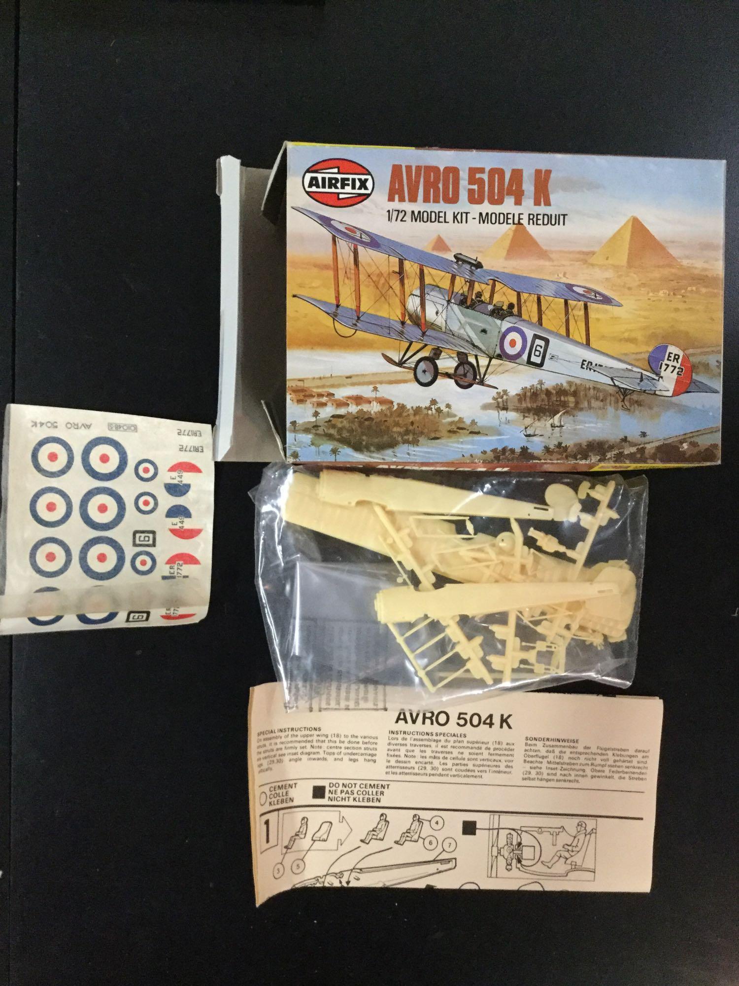 12x military aircraft model kits, 1/72 scale; SEALED AirFix Fokker Triplane, AirFix AVRO 504 K, 2x