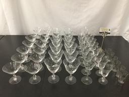 48 crystal drinking glass in 5 different styles/sizes incl. cordials, cocktail, wine etc