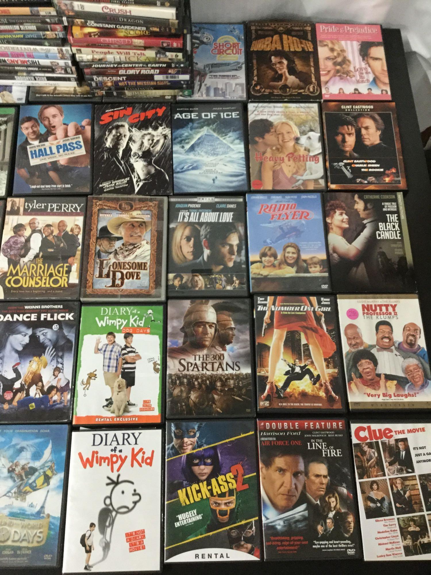 Huge collection of over 140 DVD movies; Hollywood hits, Action, romance, comedy, music, animation +