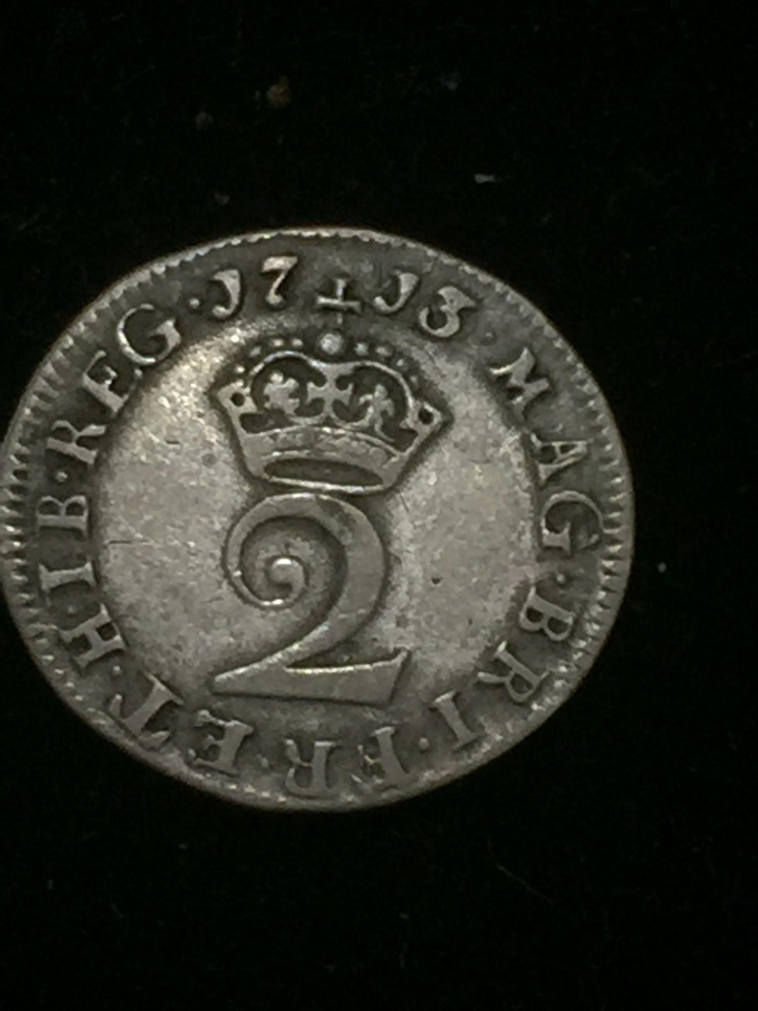 1713 Rare Queen Anne , Maundy coinage 2d and 4d , silver pense see pics