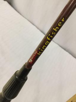 5 fishing poles; Garcia - Kingfisher , 2x Major Rod - Made in Canada, Zebco - Bullet 5 ft etc