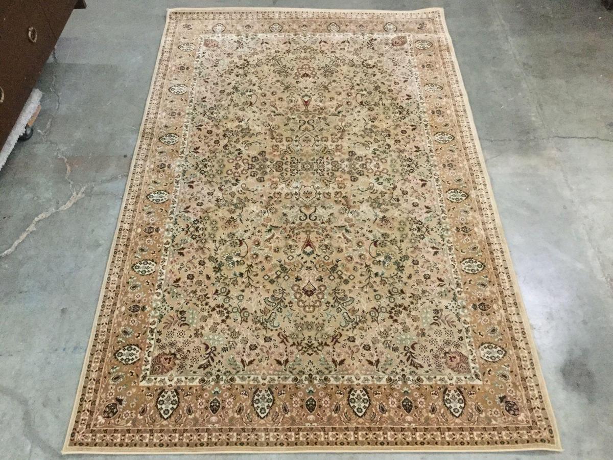 Monticello collection area rug from Turkey with busy classical neutral tone design