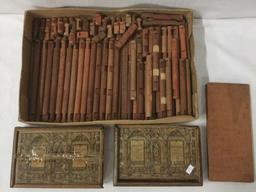 3 sets of antique building toys - Lincoln Logs wood building toy, 2x Anchor box - Building Stones