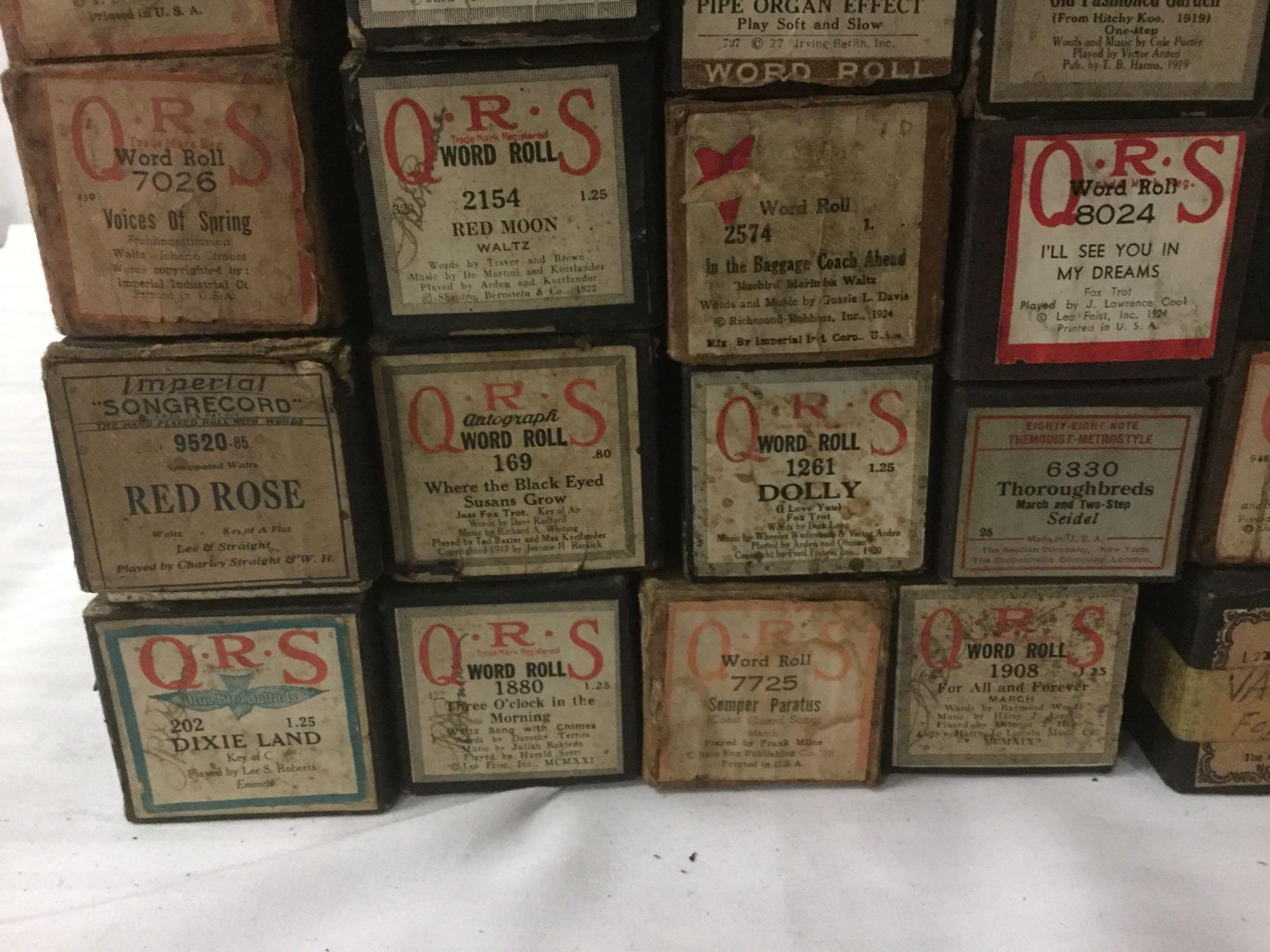 x56 Player Piano Rolls In Boxes. By Universal, QRS, Imperial, etc. see pics.