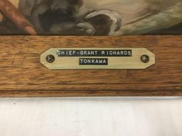 Original Painting of Chief Grant Richards of the Tonkawa by B. Brodhagen. Framed