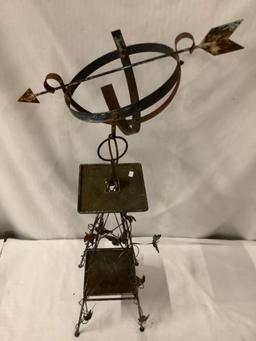 Vintage style metal weather vane garden / lawn art with butterfly motif