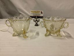 2x antique (circa 1930s) Heisey - Emperess creamer and sugar bowl in Sahara yellow