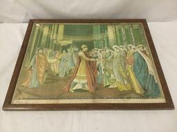 Print of a Portrait of Greek Royals - wedding or courtship scene - in frame