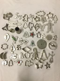 Lot of 47 vintage cookie cutters in various sizes and shapes