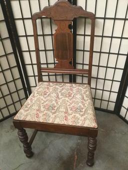 Vintage solid 40's/50's dining room table w/ 6 chairs incl. captains chair - some wear see pics