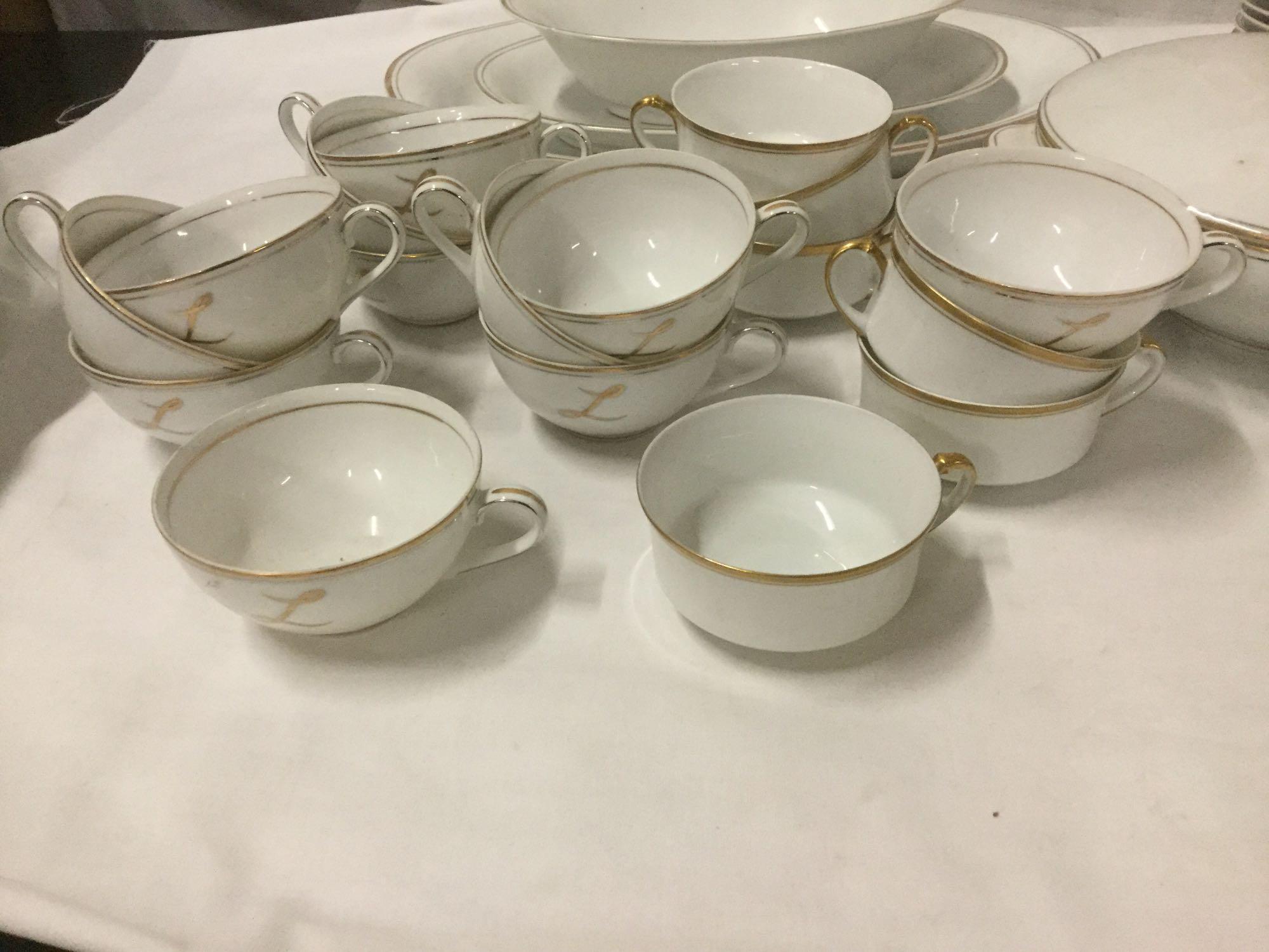 Large Lot of Gold Trim China two brands: Lily China and H and Co Bavaria.