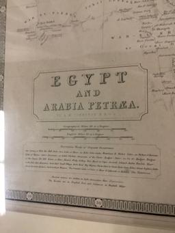 Professionally framed engraved map of Egypt and Arabia Petrea by W. and A.K. Johnston