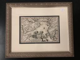 Antique framed engraved map of the Indian Ocean & surrounding area by Peter Van dear (1659-1733)
