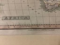 Framed engraved and tinted map of Africa by C. Smith (London)