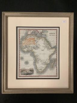 Framed engraved map of the Africa, by Arch and Fullerton and Co. (UK )- appraised at $150