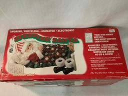 Telco Motion-ettes Sleeping Santa snoring whistling animated figure in original box approx 25x11x10