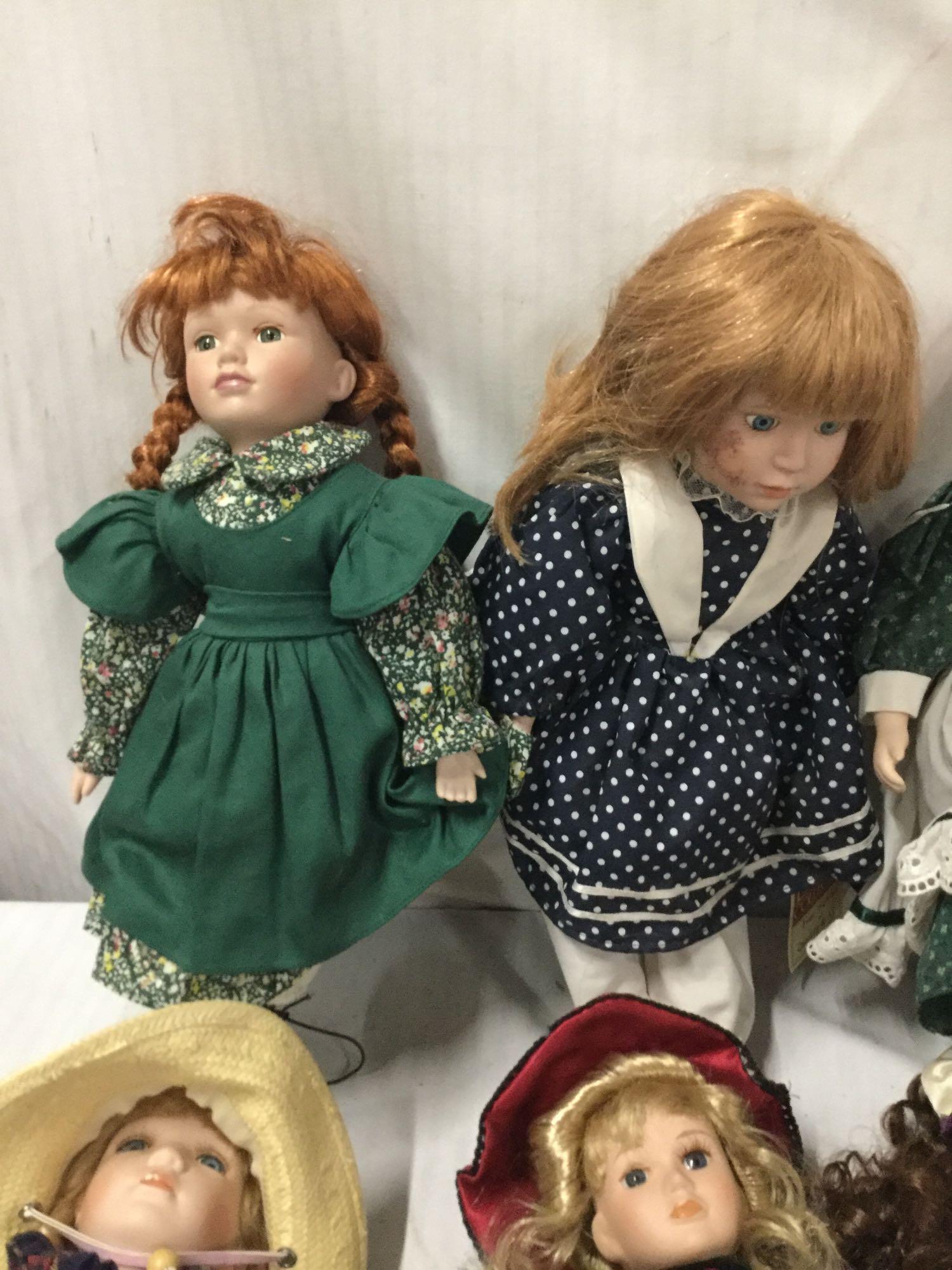 10x composite and porcelain dolls. Dynasty doll, heritage Mint and more. Largest doll measures