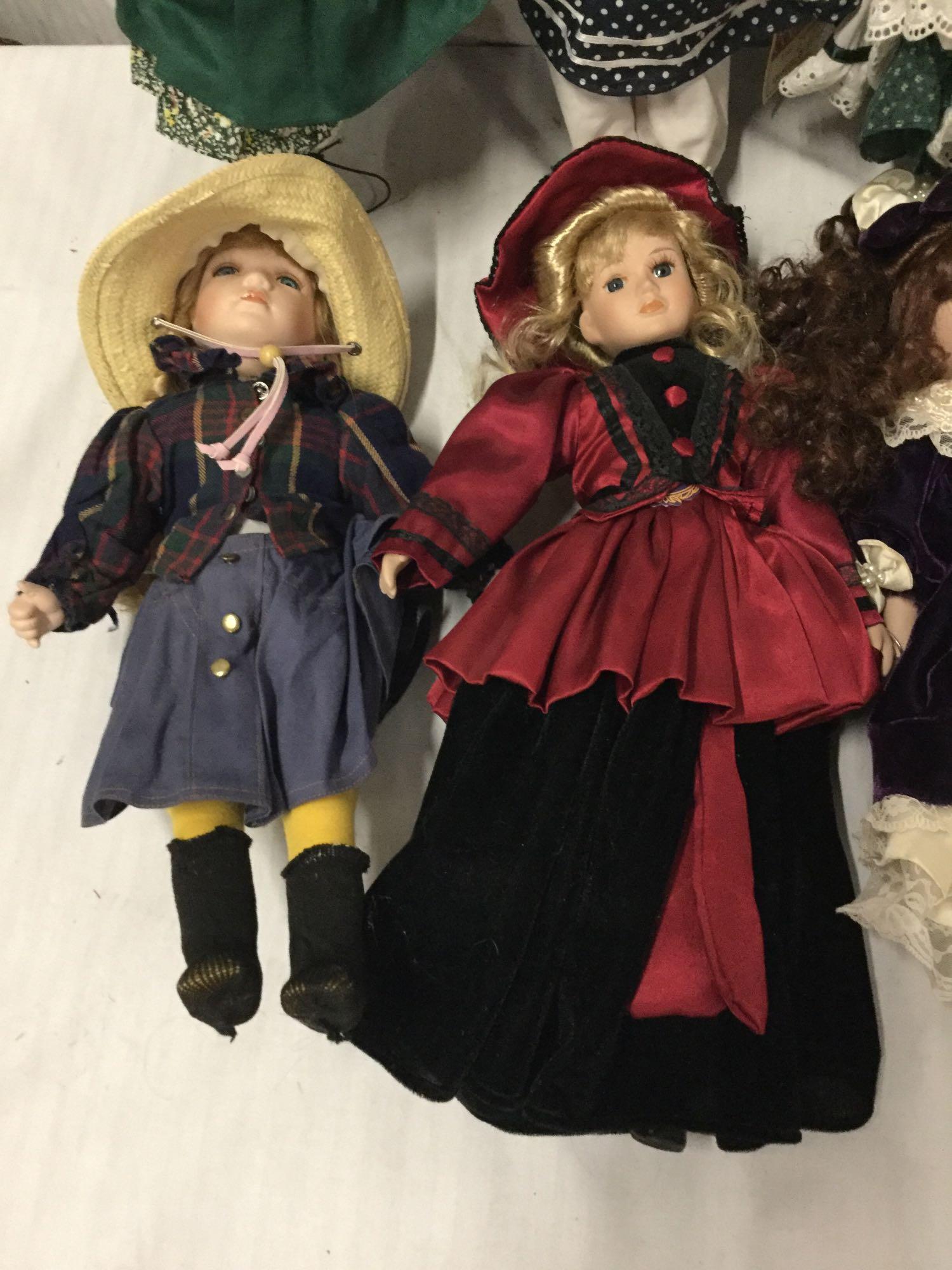 10x composite and porcelain dolls. Dynasty doll, heritage Mint and more. Largest doll measures