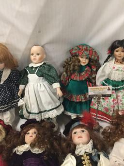 10x composite and porcelain dolls. Dynasty doll, heritage Mint and more. Largest doll measures