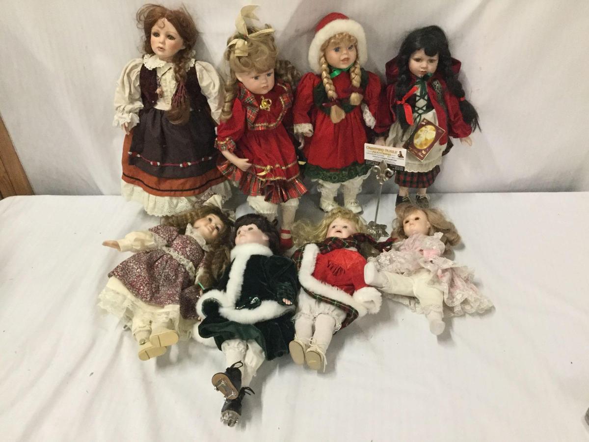 8x composite dolls. Gepeddo, heritage Mint and more. Largest doll measures approximately 19x9x7