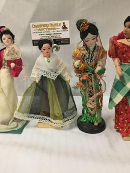 5x vintage wooden handmade dolls. Chiengmai and more. Largest doll measures approximately 9x3x3
