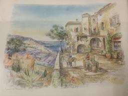 Pair of Watercolor Paintings, signed Tousset and Legai - European scenes