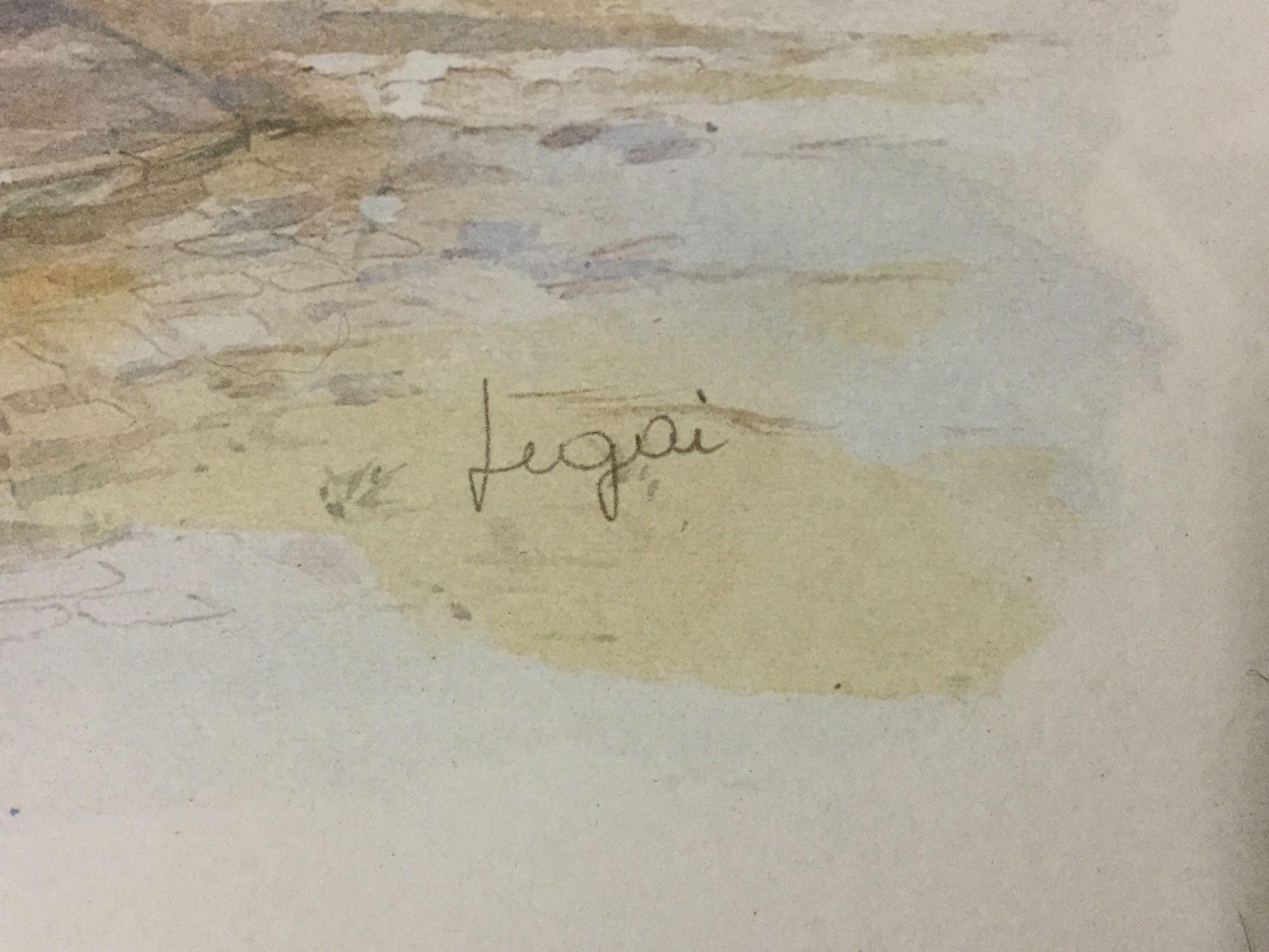 Pair of Watercolor Paintings, signed Tousset and Legai - European scenes
