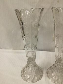 2 antique National Glass Company model flint glasswork - 15" pillar vases circa 1900