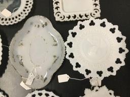 Collection of 12 milk glass plates incl. Columbus Circle 1900, Westmoreland (Several patterns), and