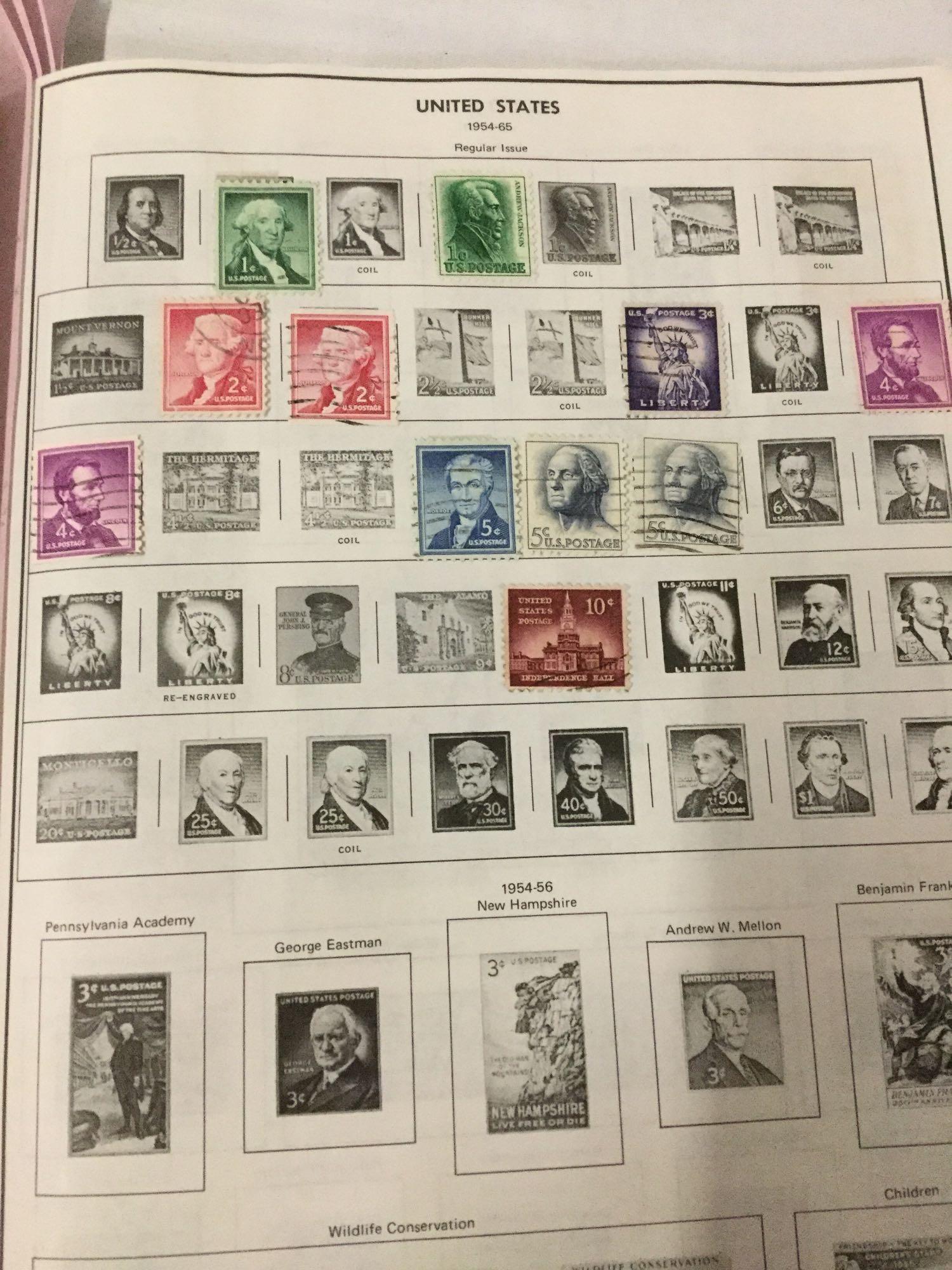 Lot of 11 stamp albums w/ various collections incl. 19th & 20th Century US stamps - see pics/desc