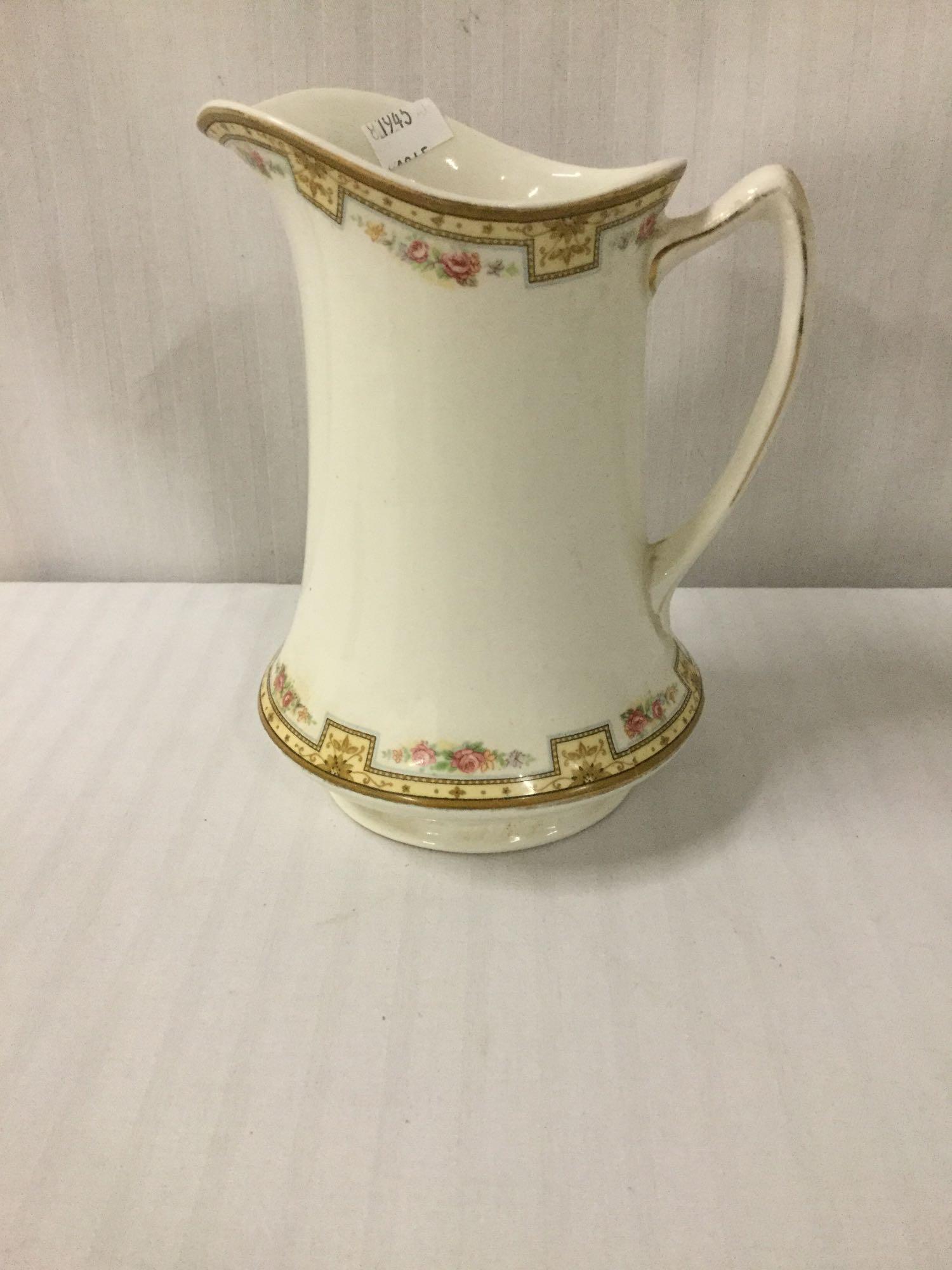 5 pcs of vintage asst china incl. WH Grindley ceramic pitcher, Bavarian Royal Duchess, Noritake