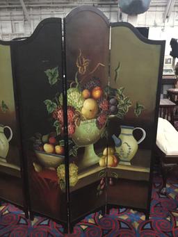 Pair of vintage still life wooden partition screens/room dividers