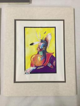 3 original portrait ink drawings of indigenous figures by Mark Ford 1994