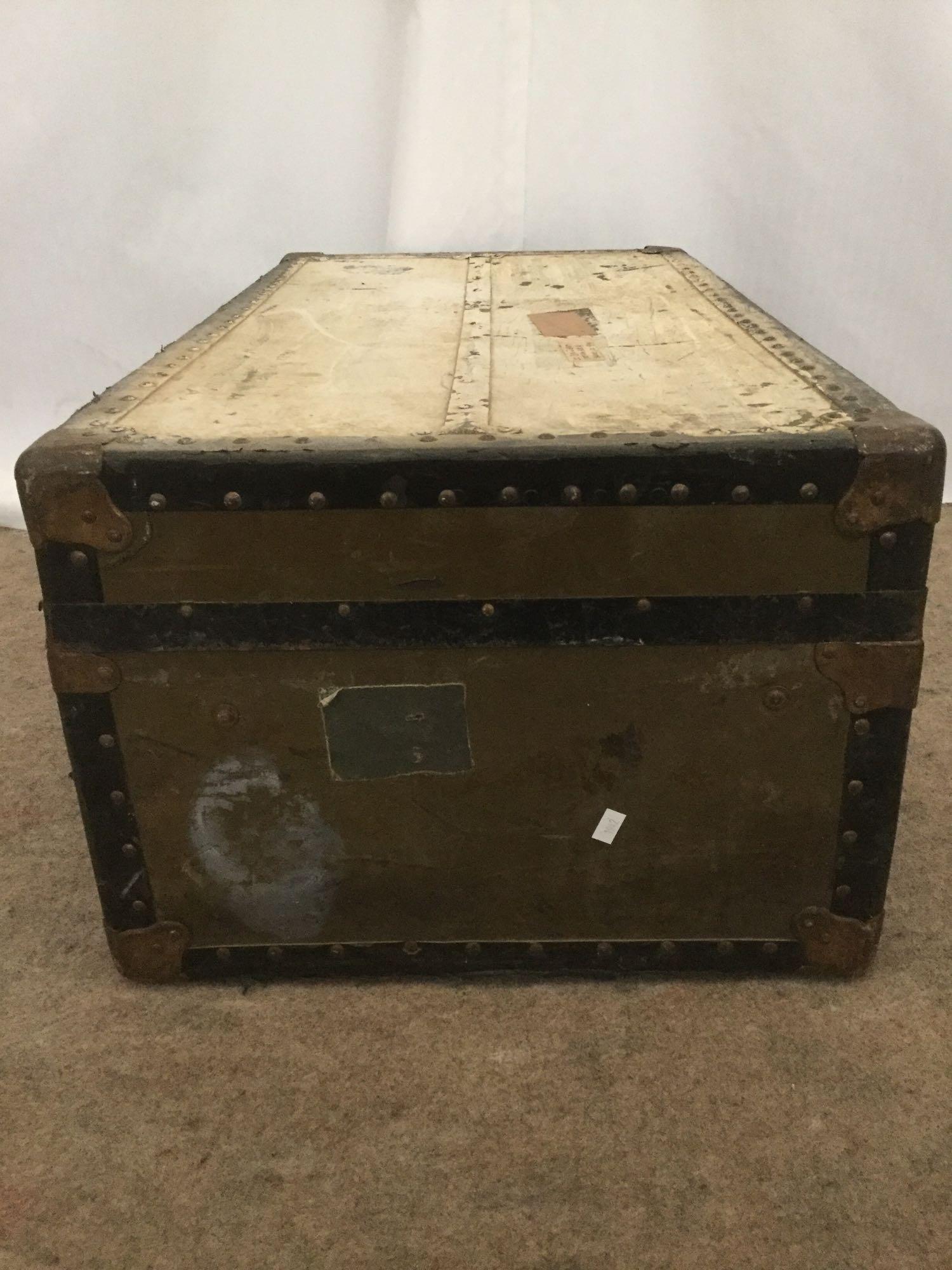 Vintage Military footlocker steamer trunk