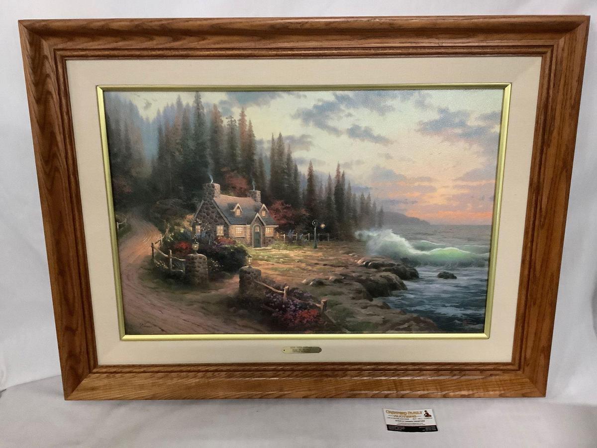 Signed & #'d 294/4950 ltd ed print - Pine Cove Cottage - Cottage By The Sea II by Thomas Kinkade